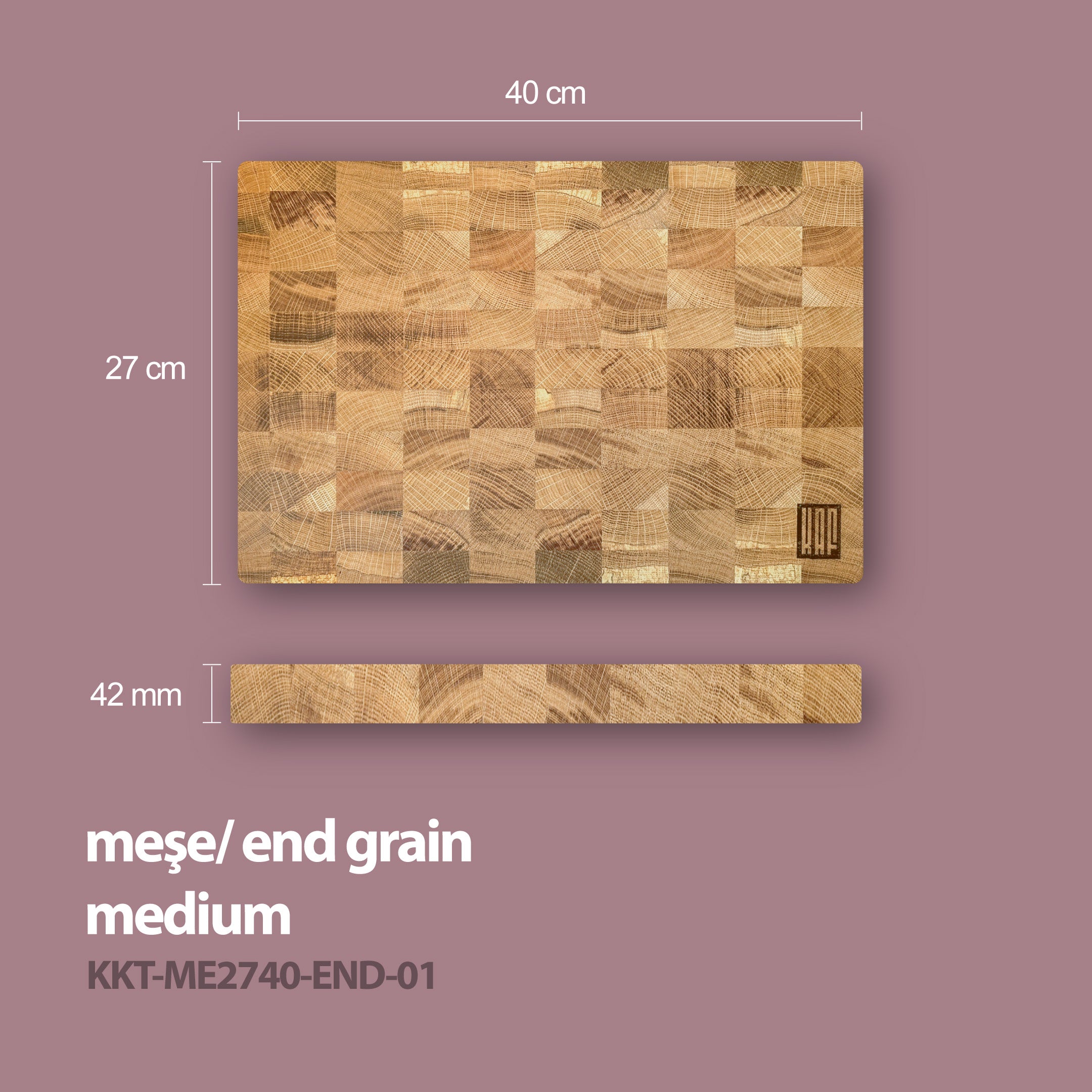 End Grain Kesme Tahtası - Meşe