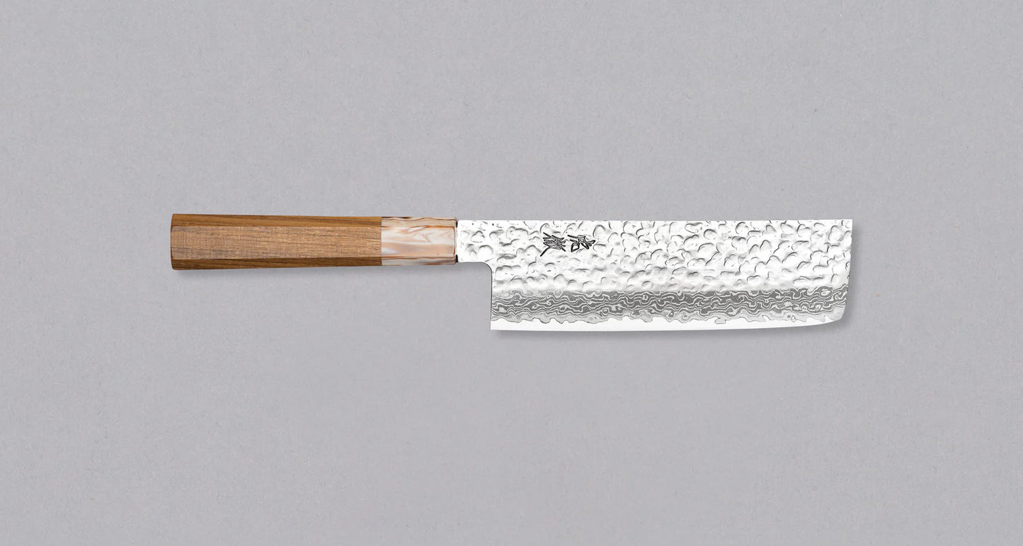 Yasuda Hamono VG-10 Nakiri Kotetsu - Damascus Tsuchime 160mm