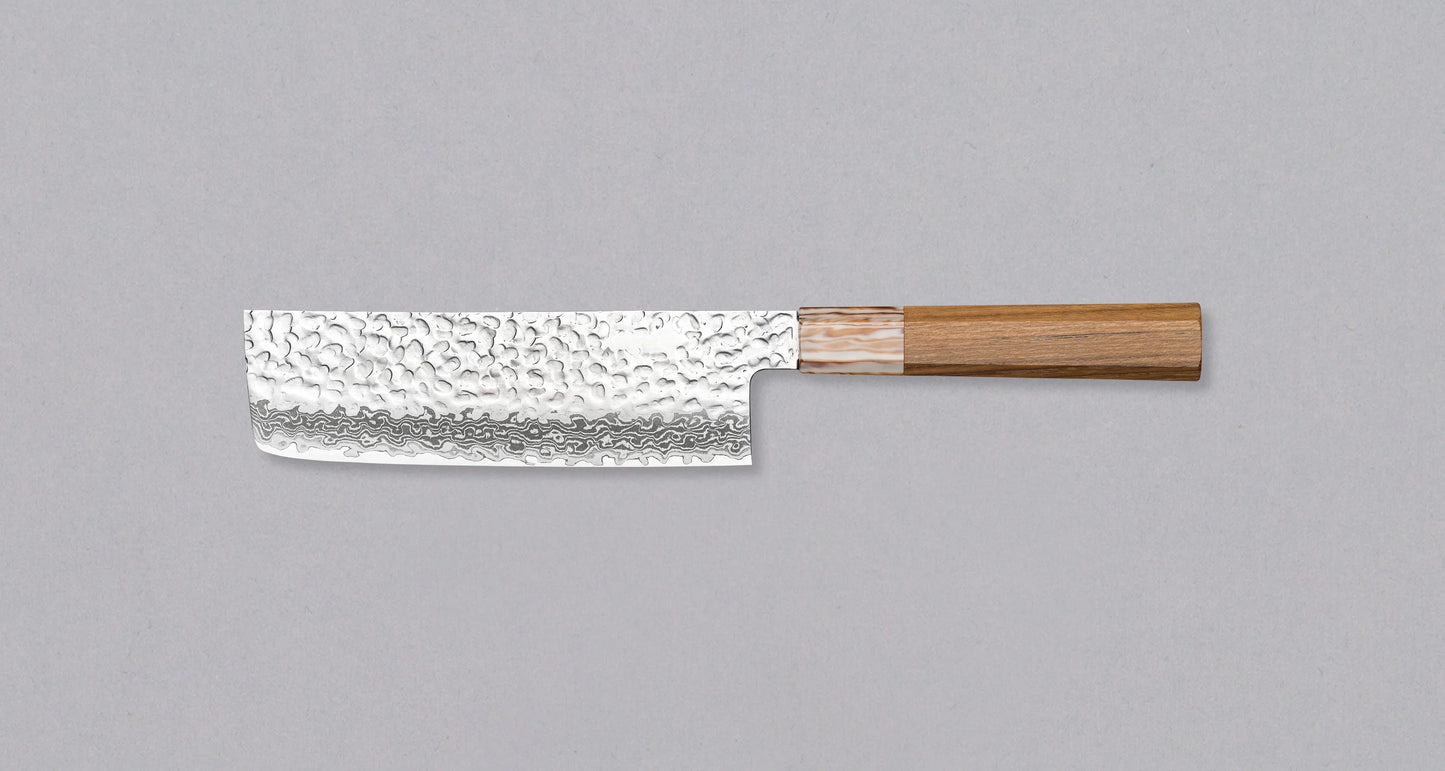 Yasuda Hamono VG-10 Nakiri Kotetsu - Damascus Tsuchime 160mm