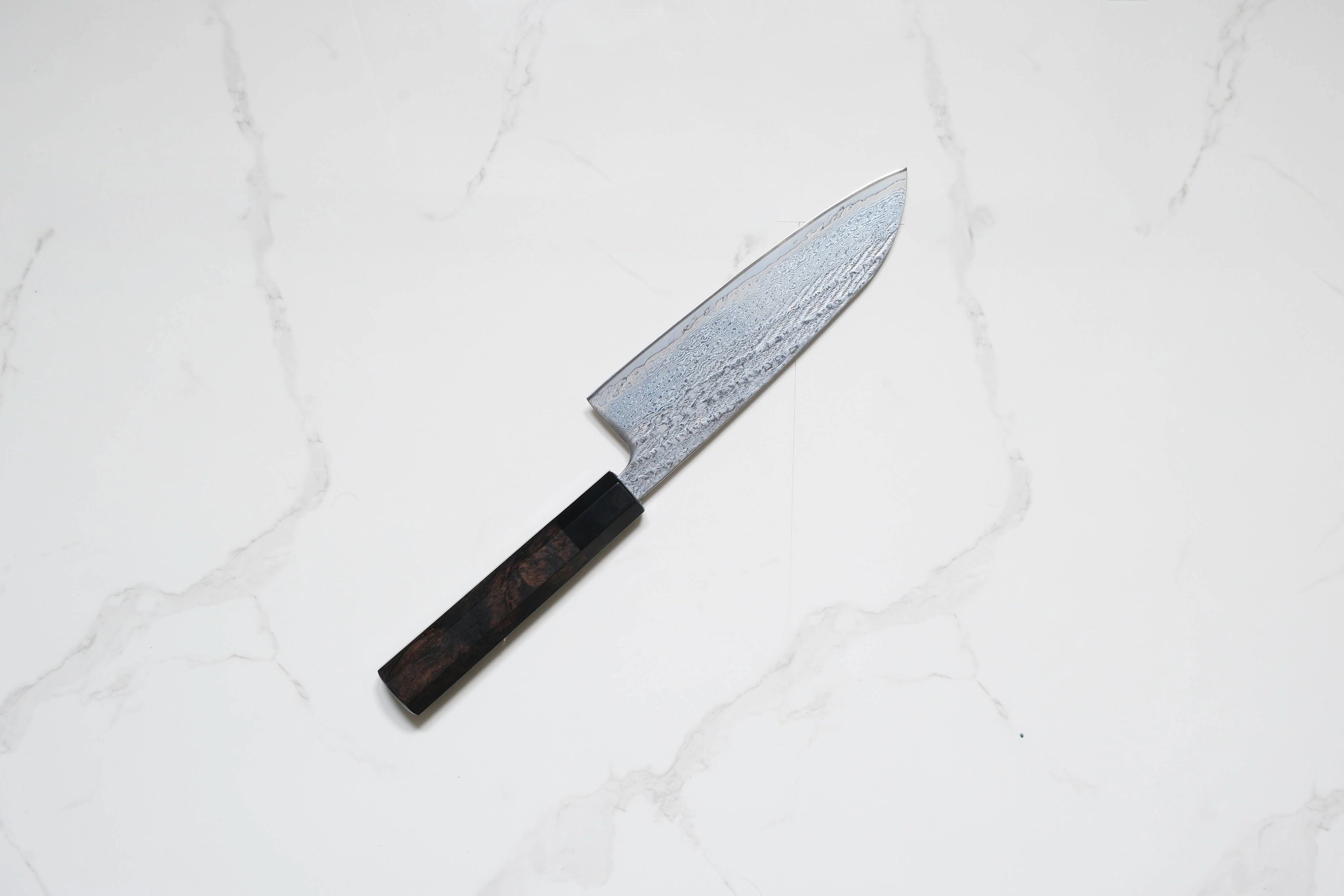 Tsunehisa Ginsan Santoku - Nawame Damascus 165mm