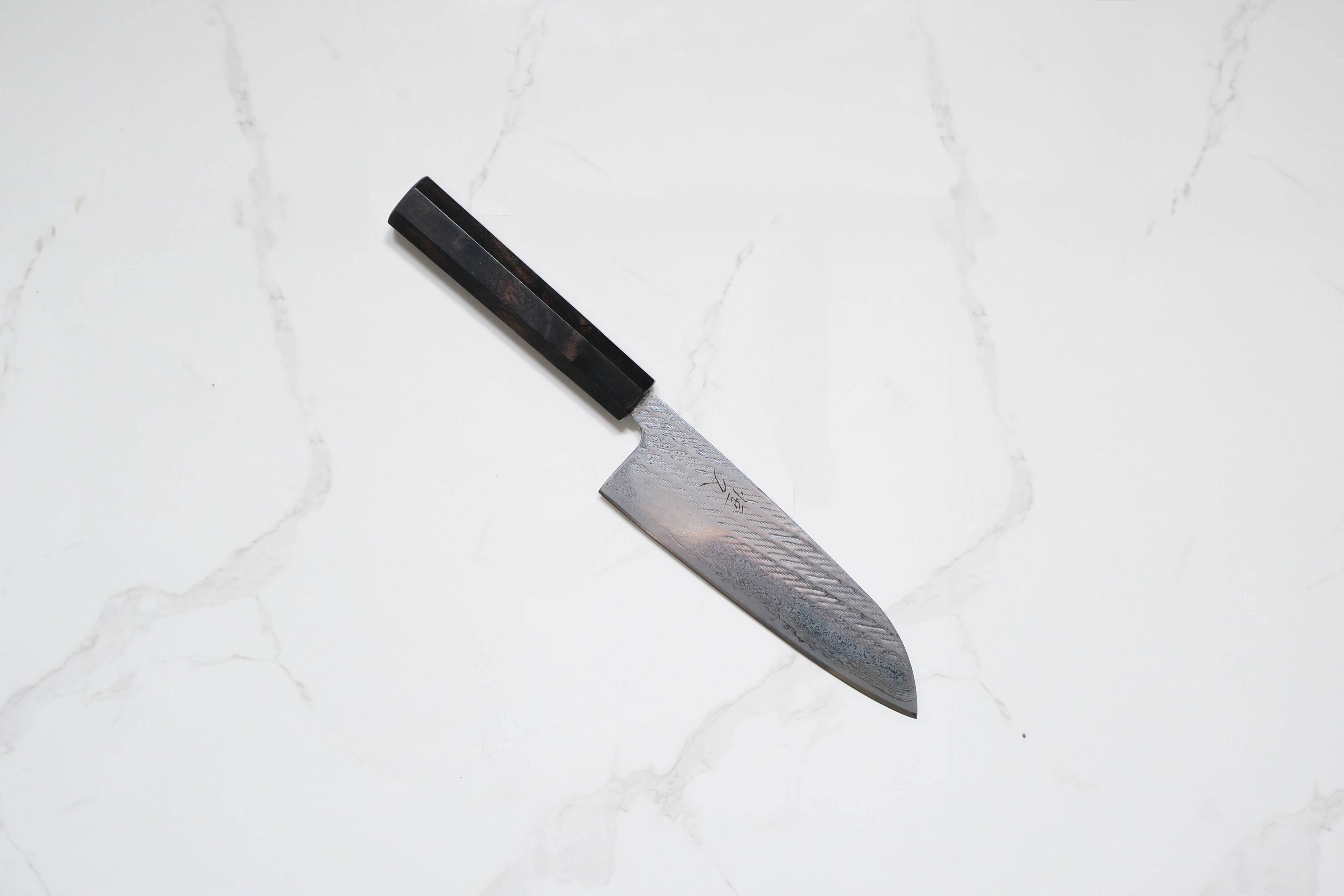 Tsunehisa Ginsan Santoku - Nawame Damascus 165mm