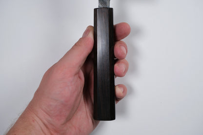 Hatsukokoro Kurogane Aogami #2 Santoku - Kurouchi 165mm - Abanoz