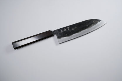 Hatsukokoro Kurogane Aogami #2 Santoku - Kurouchi 165mm - Abanoz