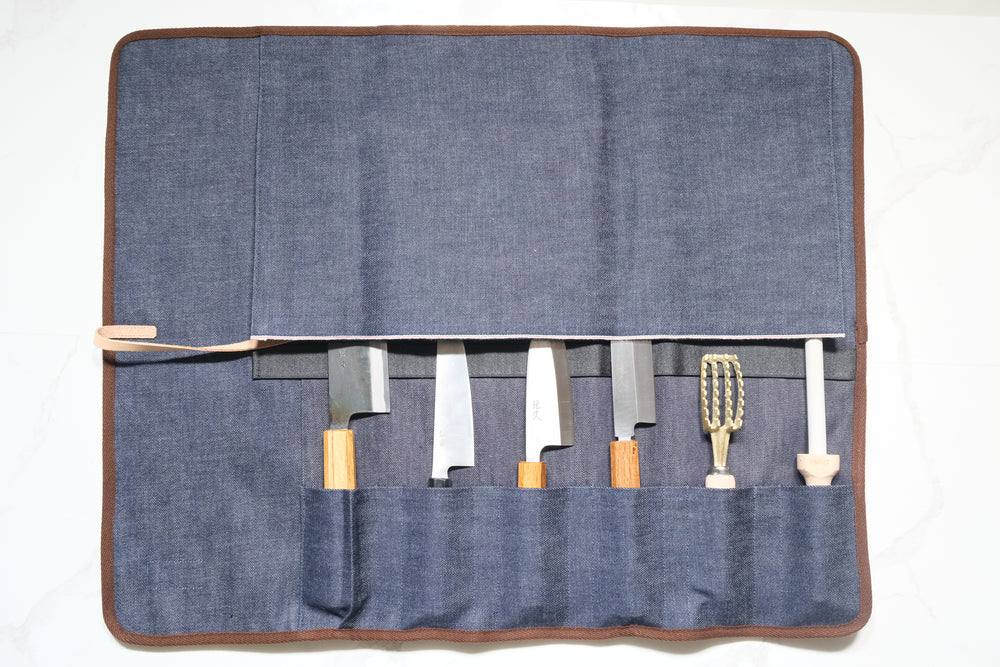6-Pack Knife Roll - Japanese Denim
