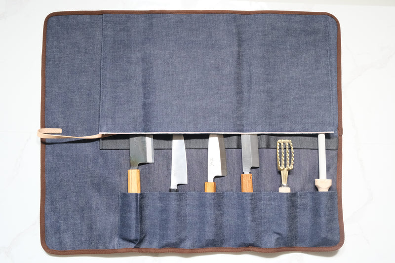 6-Pack Knife Roll - Japanese Denim