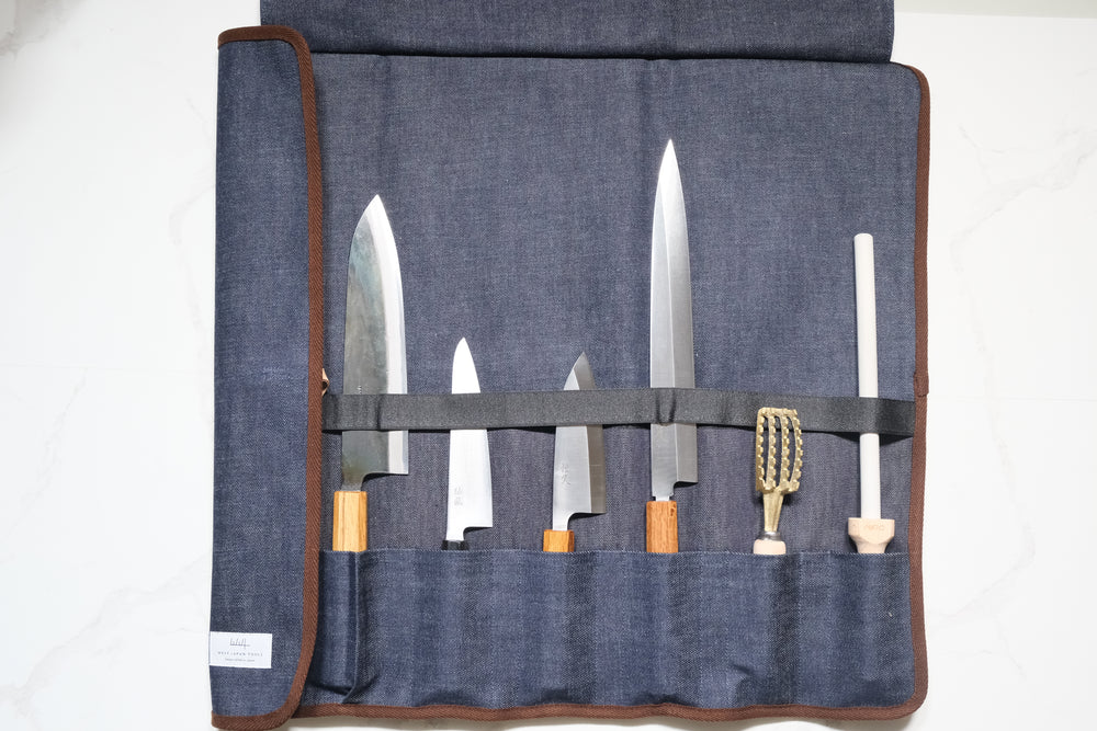 6-Pack Knife Roll - Japanese Denim