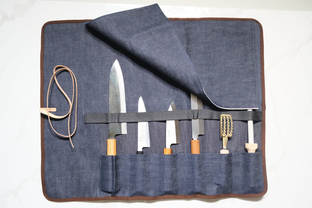 6-Pack Knife Roll - Japanese Denim