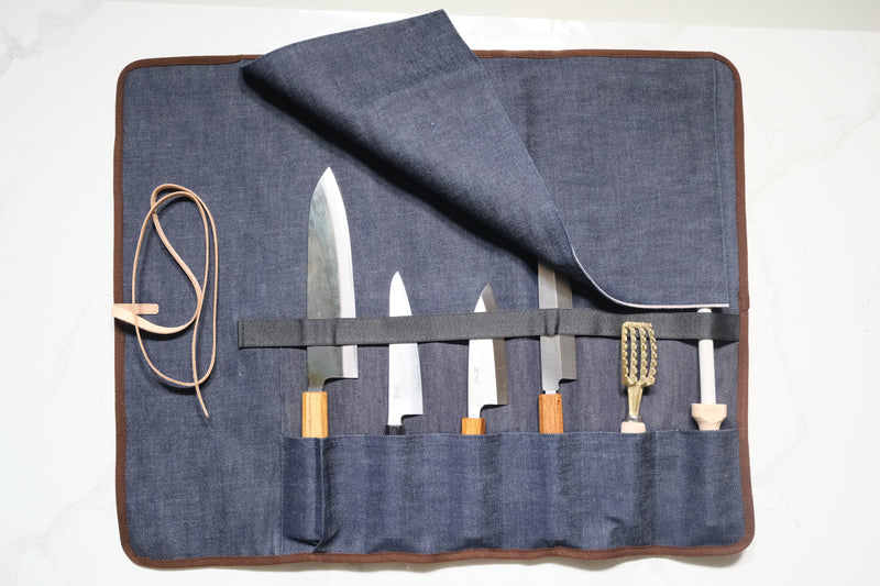 6-Pack Knife Roll - Japanese Denim