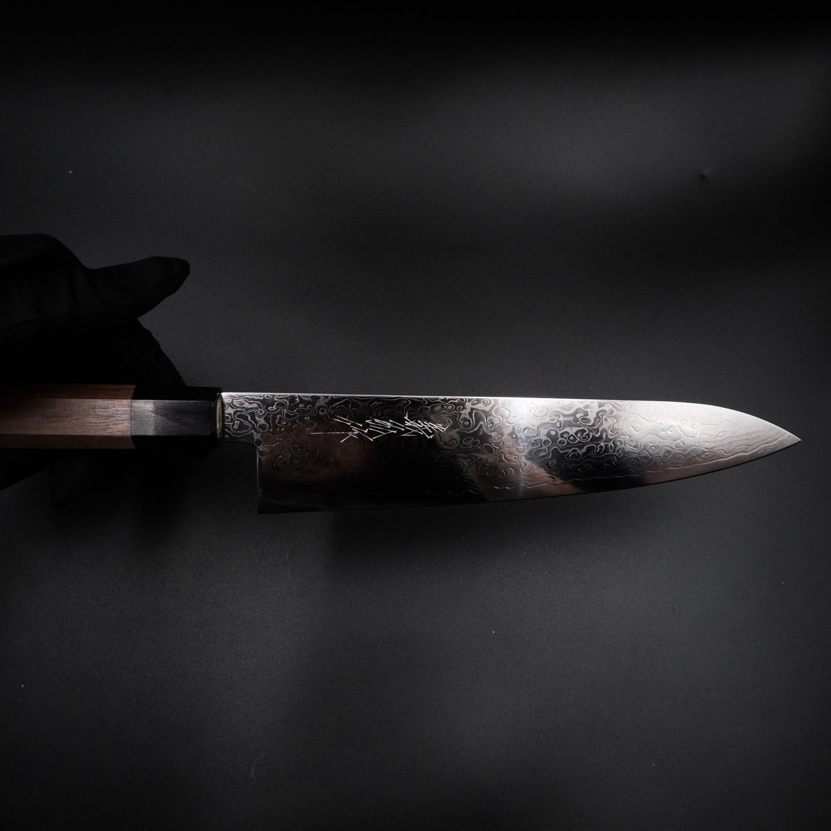 Yoshihiro Ginsan Gyuto 210mm, elde tutuş ölçeğini gösteren görünüm