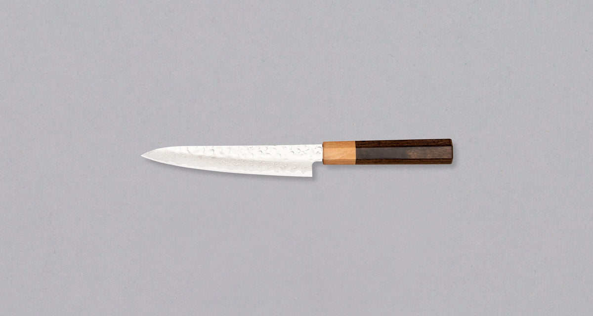 Yasuda Hamono VG-10 Petty Kotetsu - Damascus Tsuchime 150mm