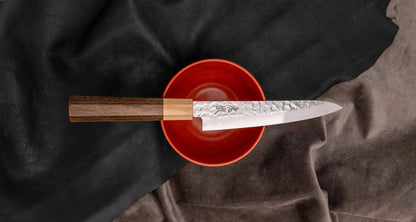 Yasuda Hamono VG-10 Petty Kotetsu - Damascus Tsuchime 150mm