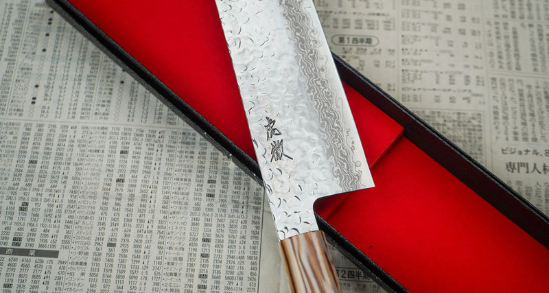 Yasuda Hamono VG-10 Nakiri Kotetsu - Damascus Tsuchime 160mm