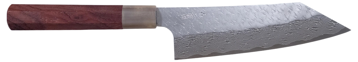 Nigara SG STRIX Bunka - Damascus 180mm bıçak anatomisi: ağız, sırt, sap ve tang bölümleri