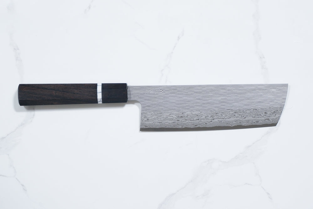 Nigara Hamono VG XEOS Nakiri - Tsuchime Damascus 180mm