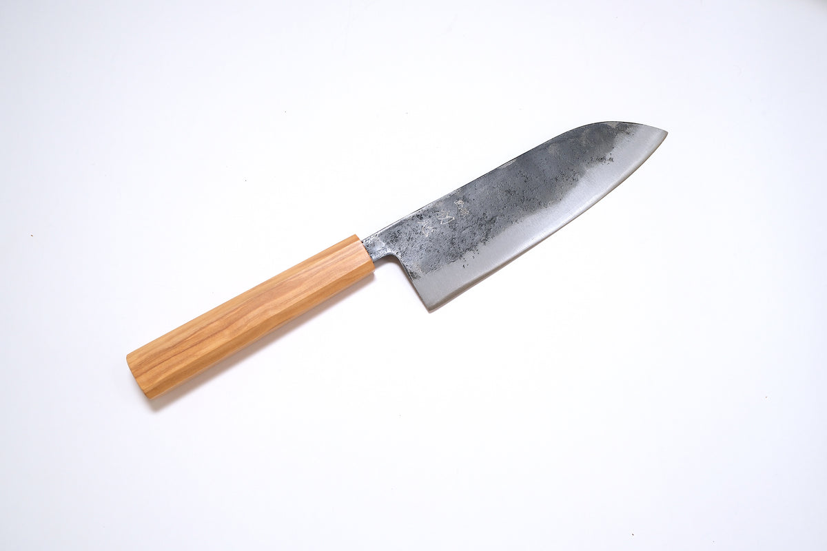 Hatsukokoro Aogami #2 Santoku - Kurouchi 165mm - Olive Tree
