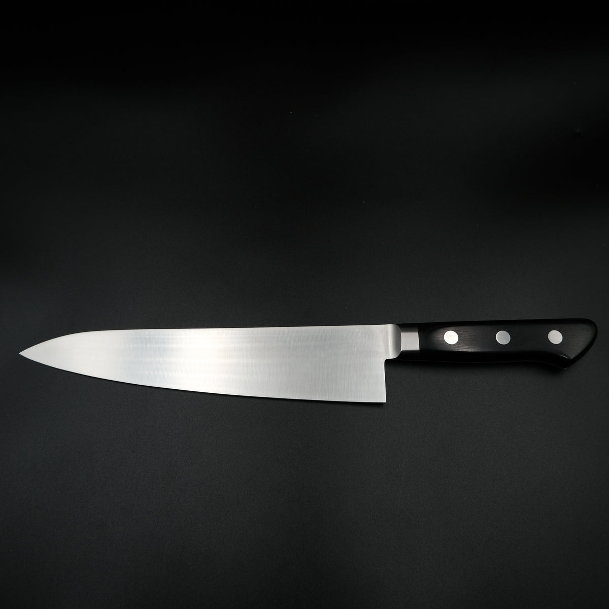Tsunehisa AUS-8 Gyuto 210mm siyah pakka ahşap sap detayı