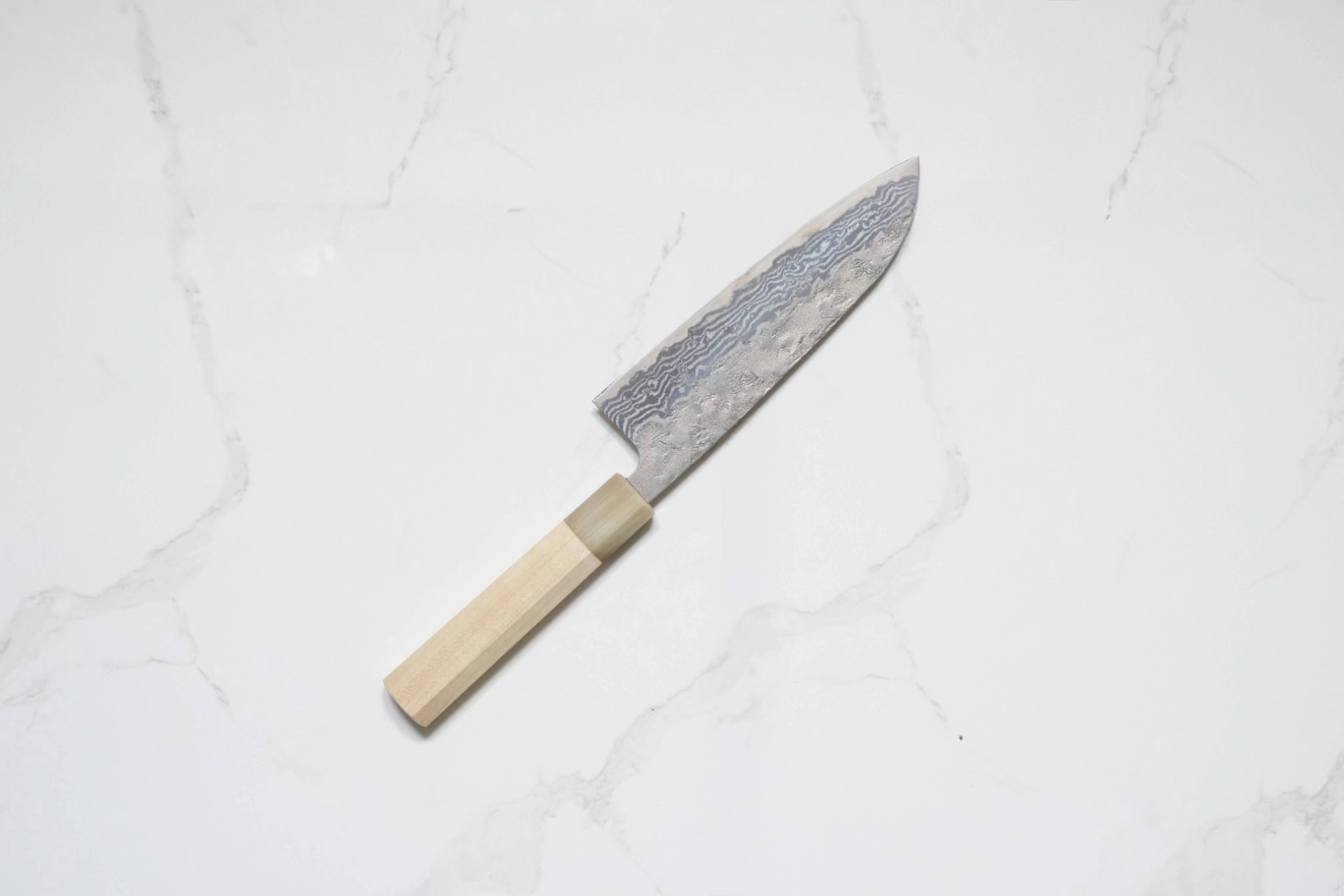 Tsunehisa SW Santoku - Washiji Damascus 165mm