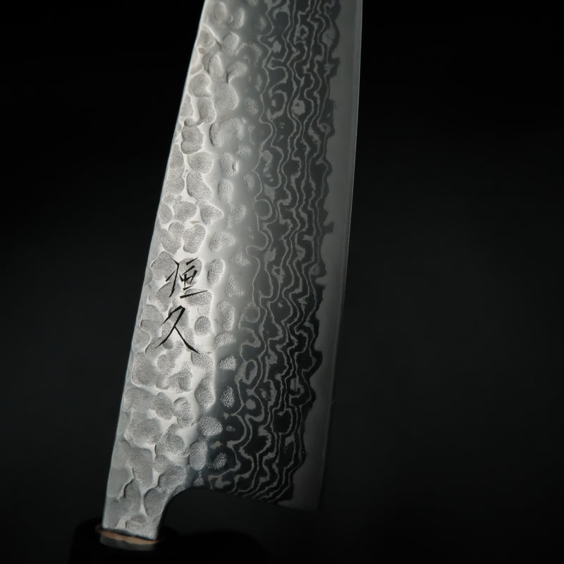 Tsunehisa Ginsan Santoku - Tsuchime Damascus 165mm (Siyah Bilezik)