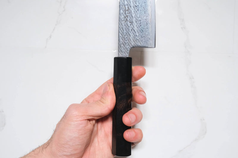 Tsunehisa Ginsan Santoku - Nawame Damascus 165mm