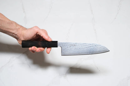 Tsunehisa Ginsan Santoku - Nawame Damascus 165mm