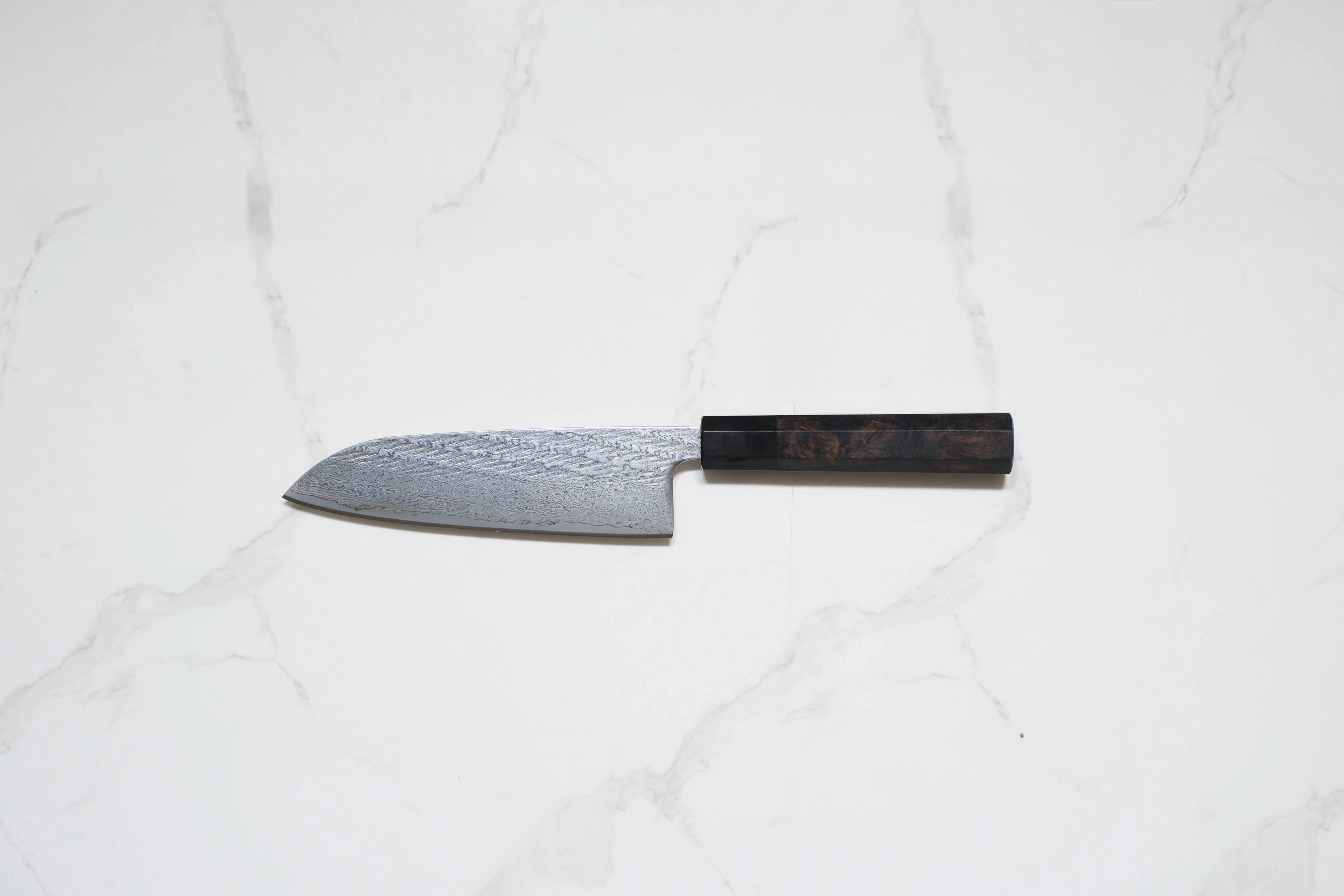Tsunehisa Ginsan Santoku - Nawame Damascus 165mm