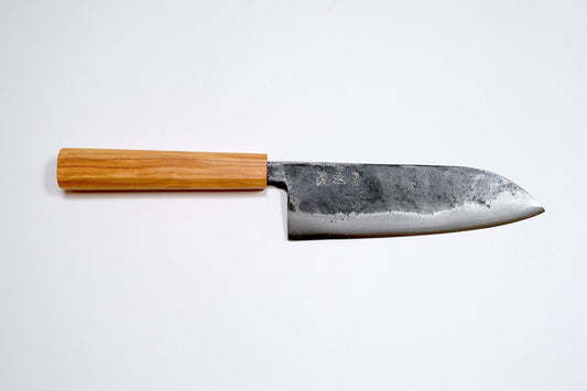 Hatsukokoro Aogami #2 Santoku - Kurouchi 165mm - Zeytin Ağacı