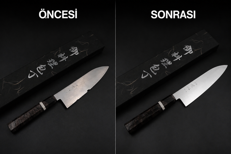 Bicak bileme oncesi ve sonrasi karsilastirma