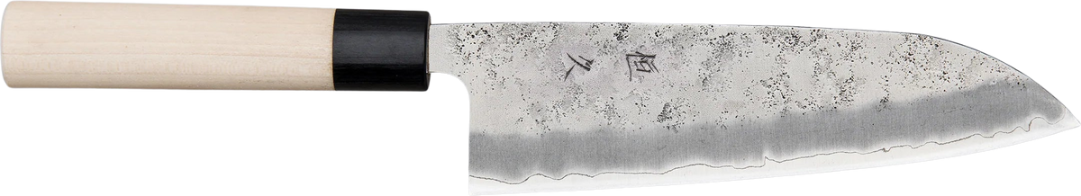 Tsunehisa Ginsan Santoku - Nashiji 170mm bıçak anatomisi: ağız, sırt, sap ve tang bölümleri