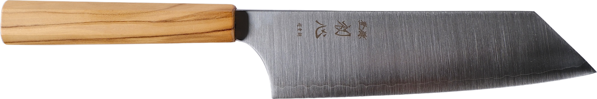 Hatsukokoro Aogami Super Bunka - Migaki 180mm - Zeytin Ağacı bıçak anatomisi: ağız, sırt, sap ve tang bölümleri
