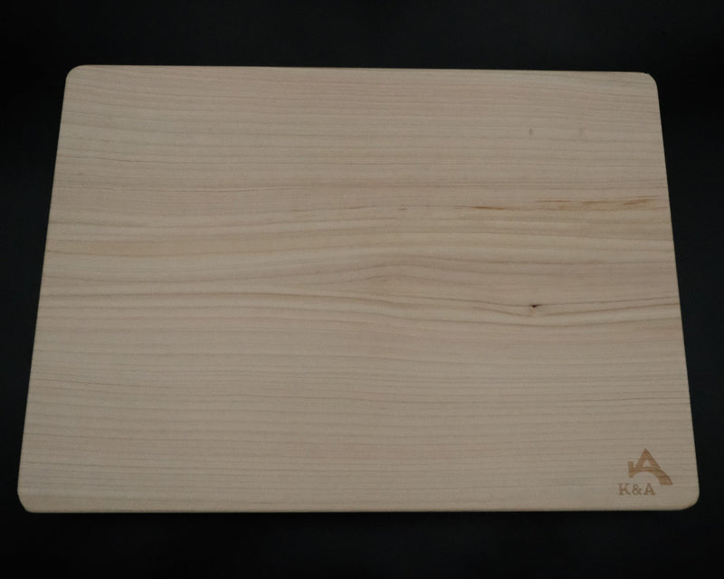 Hinoki kesme tahtası, üstten görünüm, düz damar deseni