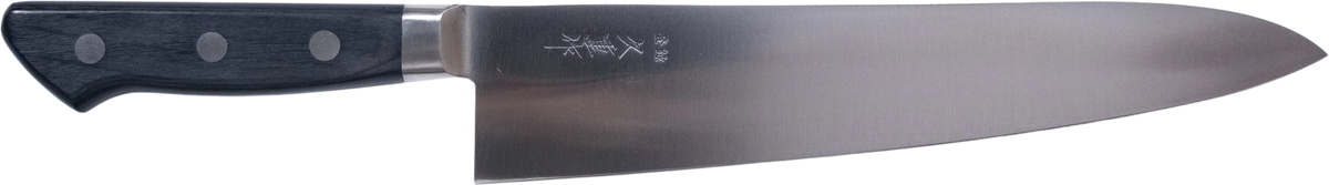 Hisashige Japon Çeliği (Nihonko) - Gyuto 240mm bıçak anatomisi: ağız, sırt, sap ve tang bölümleri