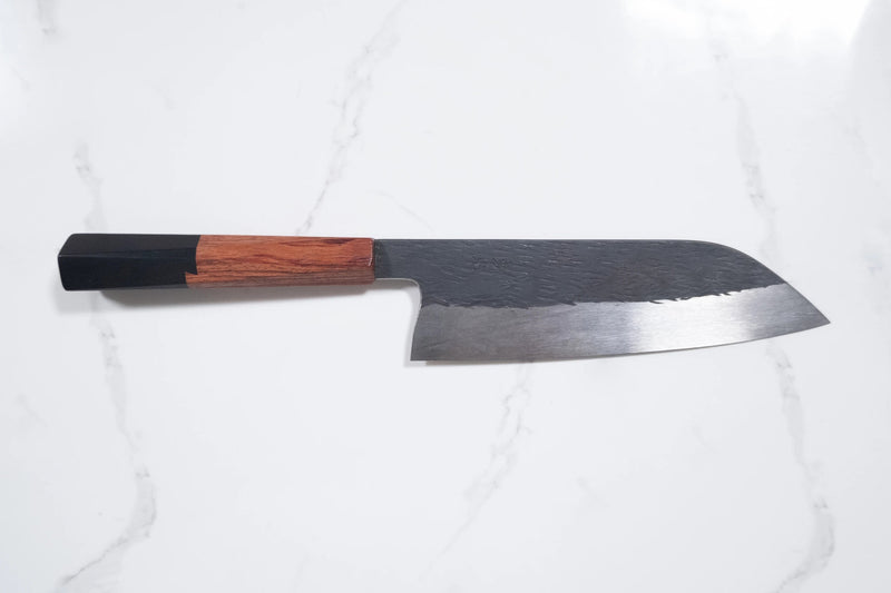 Isamitsu White 1 Black Chisel Santoku 180mm