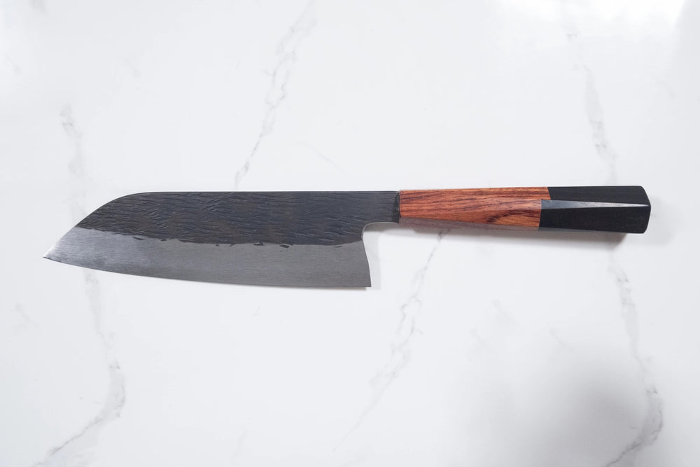 Isamitsu White 1 Black Chisel Santoku 180mm