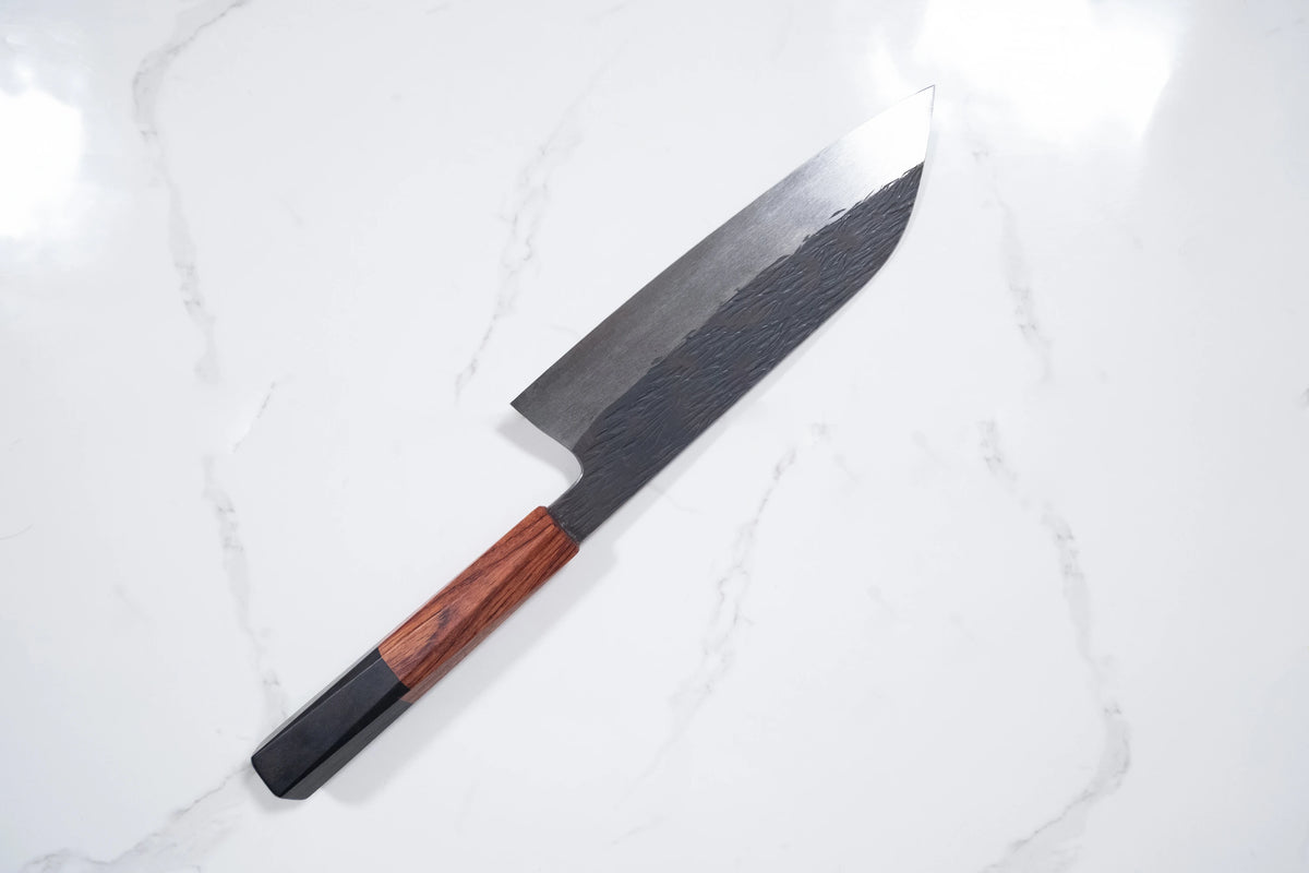 Isamitsu White 1 Black Chisel Santoku 180mm