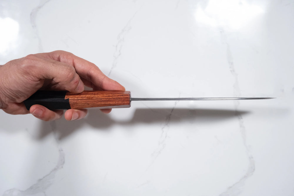Isamitsu White 1 Black Chisel Santoku 180mm