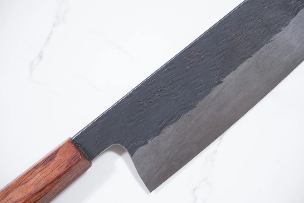 Isamitsu White 1 Black Chisel Santoku 180mm
