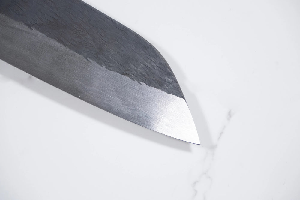 Isamitsu White 1 Black Chisel Santoku 180mm