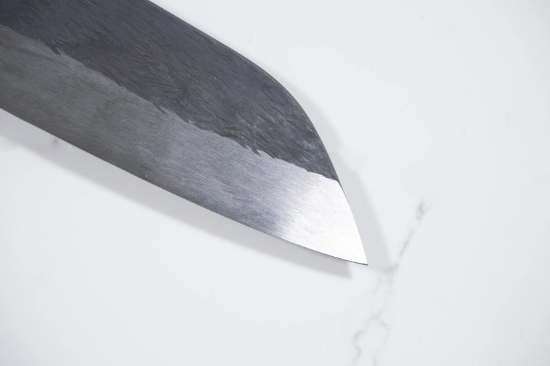 Isamitsu White 1 Black Chisel Santoku 180mm