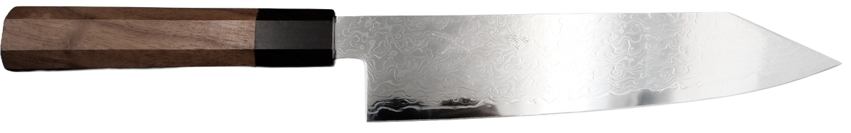 Yoshihiro Ginsan Kiritsuke Gyuto 210mm - Suminagashi bıçak anatomisi: ağız, sırt, sap ve tang bölümleri