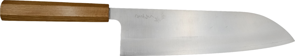 Makoto Kurosaki VG-7 Gyuto 240mm - Nashiji (Geniş Profil) bıçak anatomisi: ağız, sırt, sap ve tang bölümleri