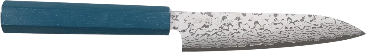 Makoto Kurosaki VG-7 Petty - Damascus Tsuchime 135mm bıçak anatomisi: ağız, sırt, sap ve tang bölümleri