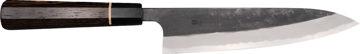 Nao Yamamoto Aogami #2 Gyuto 210mm - Kurouchi (Venge Sap) bıçak anatomisi: ağız, sırt, sap ve tang bölümleri