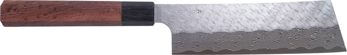 Nigara SG STRIX Nakiri - Damascus 180mm bıçak anatomisi: ağız, sırt, sap ve tang bölümleri