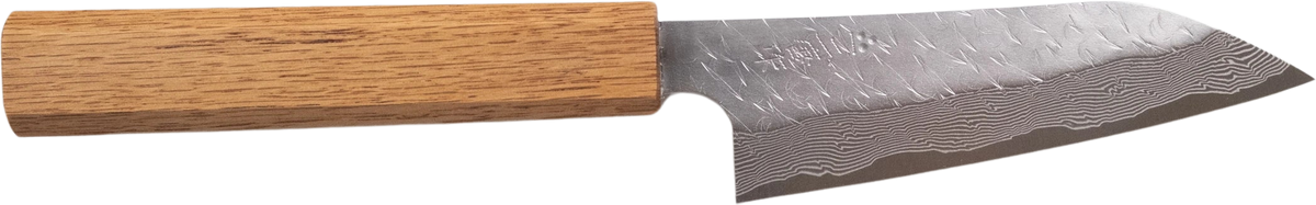 Nigara SG STRIX Petty - Damascus 120mm bıçak anatomisi: ağız, sırt, sap ve tang bölümleri