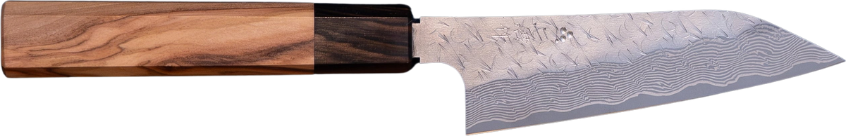 Nigara SG STRIX Petty - Damascus 120mm bıçak anatomisi: ağız, sırt, sap ve tang bölümleri