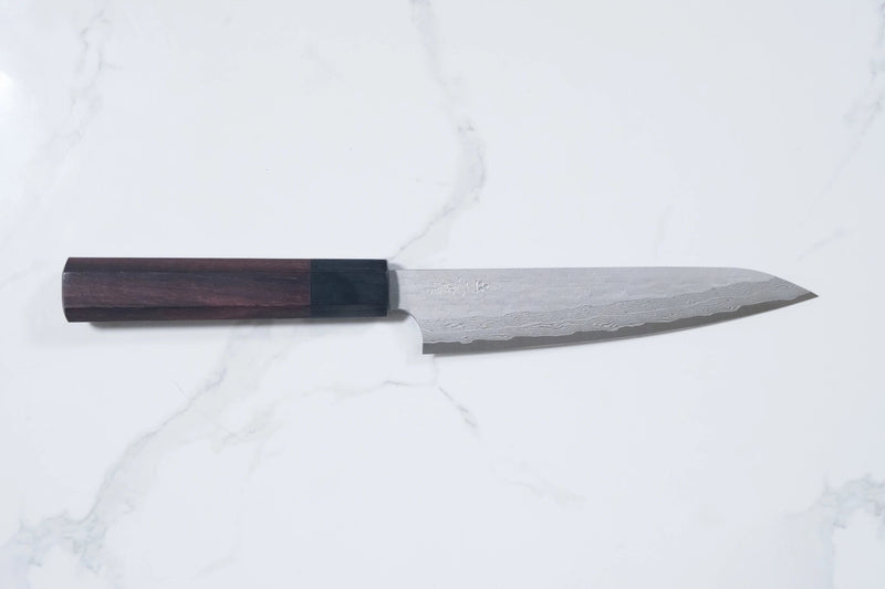 Nigara VG XEOS Petty - Tsuchime Damascus 150mm (Kahverengi)