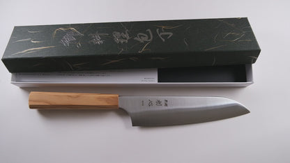 Hatsukokoro Aogami Super Santoku - Migaki 180mm - Zeytin Ağacı