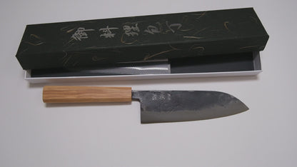 Hatsukokoro Aogami #2 Santoku - Kurouchi 165mm - Zeytin Ağacı