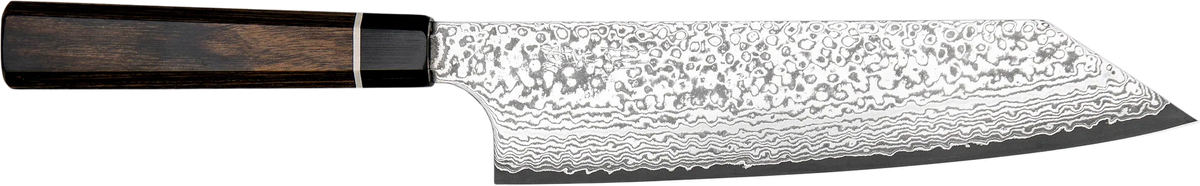 Suncraft VG-10 Bunka - Black Damascus 200mm bıçak anatomisi: ağız, sırt, sap ve tang bölümleri