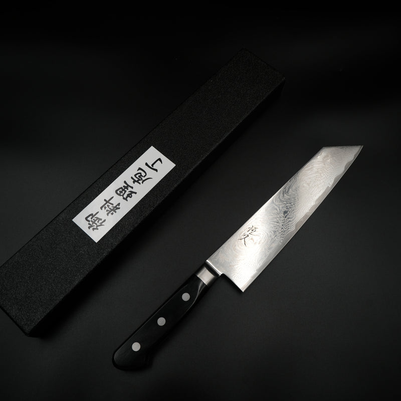 Tsunehisa AUS-10 Kiritsuke - Nami Damascus 210mm siyah sap